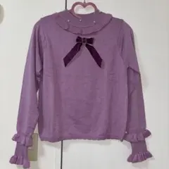 【axes femme】フリル　リボン　パープル　ニット　ラメ　キラキラ