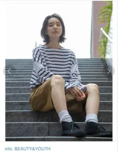 info.BEAUTY&YOUTH ビッグ ナバルボーダーシャツ トップス 長袖