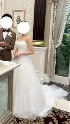 ハートカップ Aライン ウェディングドレス、パニエ付