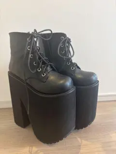 【23cm】20cm 厚底ショートブーツ　太ヒール サイドジッパー付き