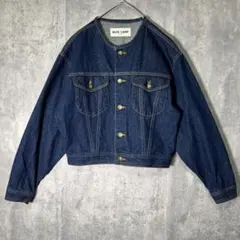 ノーカラー デニムジャケット 金ボタン