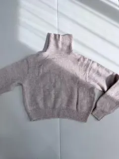 薄いピンク ハイネック クロップドセーター Lサイズ UNIQLO U ニット