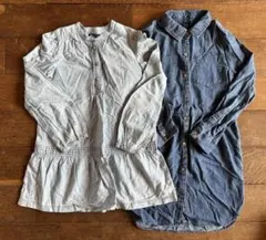 GAPキッズ女の子長袖ワンピース2点セットシャツ　130