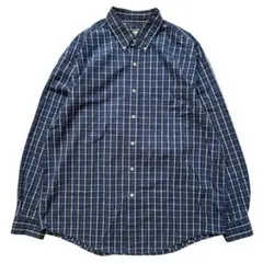 00's Eddie Bauer ブルー × ホワイト 長袖チェックシャツ