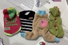 犬服 4点セット まとめ売り　キャンプ・ストライプ・恐竜