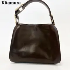 キタムラ　フォーマル　ワンショルダー　ハンドバッグ　オールレザー　ブラウン