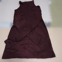 H318 ダークブラウン タートルネック 長袖トップス