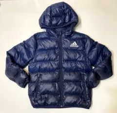 adidas ネイビー ダウンコート130センチ フード付き 美品