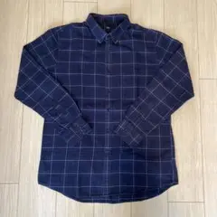 ユニクロ　UNIQLO 長袖　シャツ　ネイビー　ブルー　グレー　XL