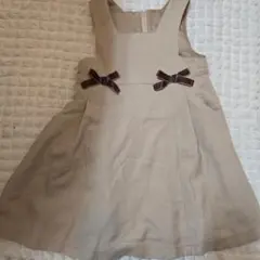 お値下げ　早い者勝ち‼️リボン付きベージュジャンバースカート