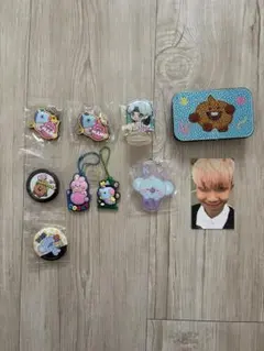 BTS RMトレカ BT21 缶バッジ キーホルダーセット スライドケース