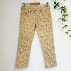 ✨リバティコラボ✨アース 花柄 ペイズリー スキニーパンツ M ベージュ 美品