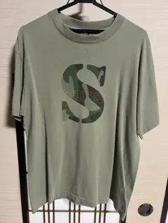 90s OLD STUSSY USA製 紺タグ カモ柄 Sロゴ L オリーブ v