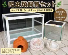 爬虫類飼育セット ガラスケージ2個 シェルター 水入れ付 レオパのサムネイル