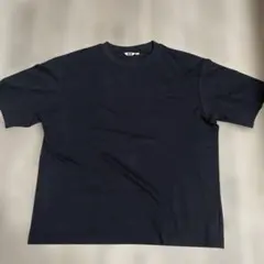 【美品】UNIQLO U エアリズムコットンオーバーサイズTシャツ/5分袖 黒