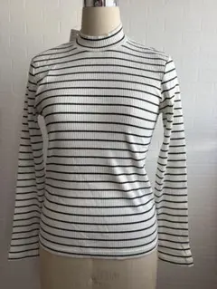 UNIQLO ストライプ ハイネック 長袖 Tシャツ M