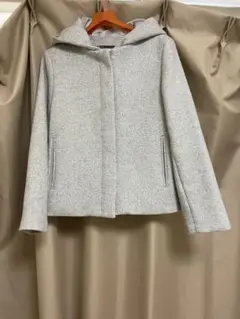 グレー フード付きコート