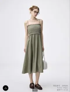 GU 布帛コンビネーションワンピース OLIVE