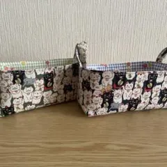 布バスケット2個セット メガネ置き 和柄 猫柄 ハンドメイド - メルカリ