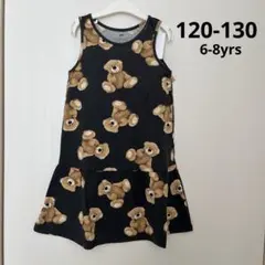 新品▪️H&M テディベア　カットソーワンピース♡120 130 黒　くま