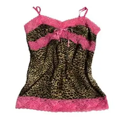 ꒰ঌ໒꒱平成ギャル　ヒョウ柄レースキャミソール　グランジ　itimi y2k