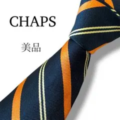 ⭐️チャップス⭐️美品⭐️ネクタイ　ストライプ　ブラック×オレンジ　シルク100%のサムネイル