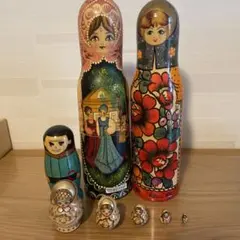 マトリョーシカ 7個セット 木製 手描き