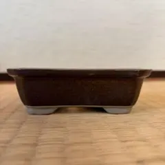 ダークブラウン　陶器製長方形植木鉢　盆栽　茶色