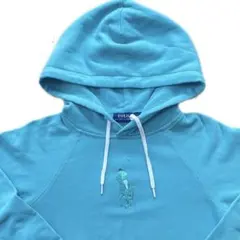 【美品】ポロラルフローレン ビッグポニー 刺繍 プルオーバーパーカー ブルーXS