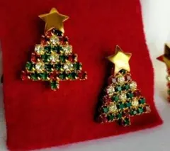 クリスマスツリー イヤリング ゴールドカラー