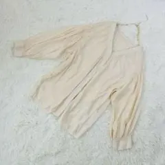 美品❗️SHEIN 【シーイン】レディース長袖ブラウス ベージュ ゆったり