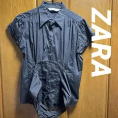 ZARA WOMAN 黒 半袖シャツ　Lサイズ