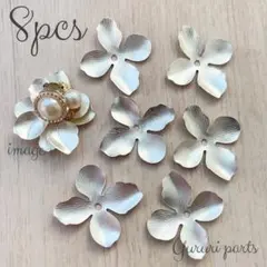 小サイズ 4枚花びら マットシルバー フラワーパーツ