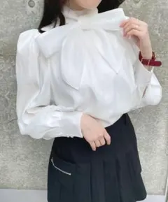 値下げINGNIイング シフォンビッグリボンブラウス入学卒業