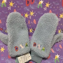 BTS DNA刺繍 ボア手袋 ライトブルー