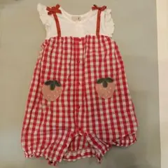petit main いちご柄ロンパース 80