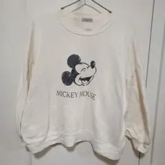 ミッキーマウス プリント スウェット アイボリー