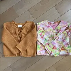 ❁⃘*80サイズ❁⃘*2枚セット♬ニットカーディガンとフラミンゴ柄カーディガン