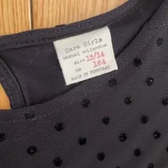 Zara Girlsラメ入り黒ドット柄シースルーワンピース13〜14歳164㎝