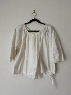 Parkes パークス 刺繍 半袖 ブラウス ホワイト Mのサムネイル