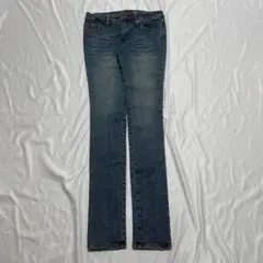 デニムパンツ レディース S相当 スリムフレア ロング丈 色落ち ブーツカット
