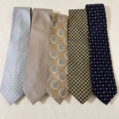 ② 【まとめ売り】 ブランド ストライプ チェック 小紋柄 5本セット