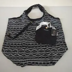 FAUCHON エコバッグ ブラック グレー 幾何学模様