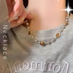 ネックレス　レディース　ボールチェーン　韓国Y2K ビーズ　シルバー　アジャスタ