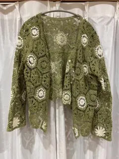 レトロガール レース編み風カーディガン