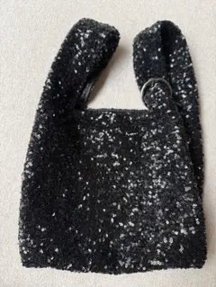 CIAOPANIC TYPY スパンコール 丸型カラビナ付きハンドバッグ 黒