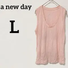 a new day 【Lサイズ】ピンク タンクトップ　ノースリーブカットソー