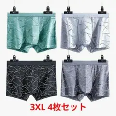ボクサーパンツ アンダーウェア 4枚セット 綿 吸汗速乾 前閉じ 3XL