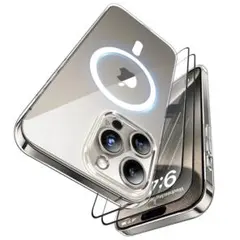 iPhone15ProMax ケース MagSafe対応 透明+黒縁フィルム2枚