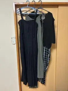 キャミワンピース ブラック カーキ サロペット 3点セット